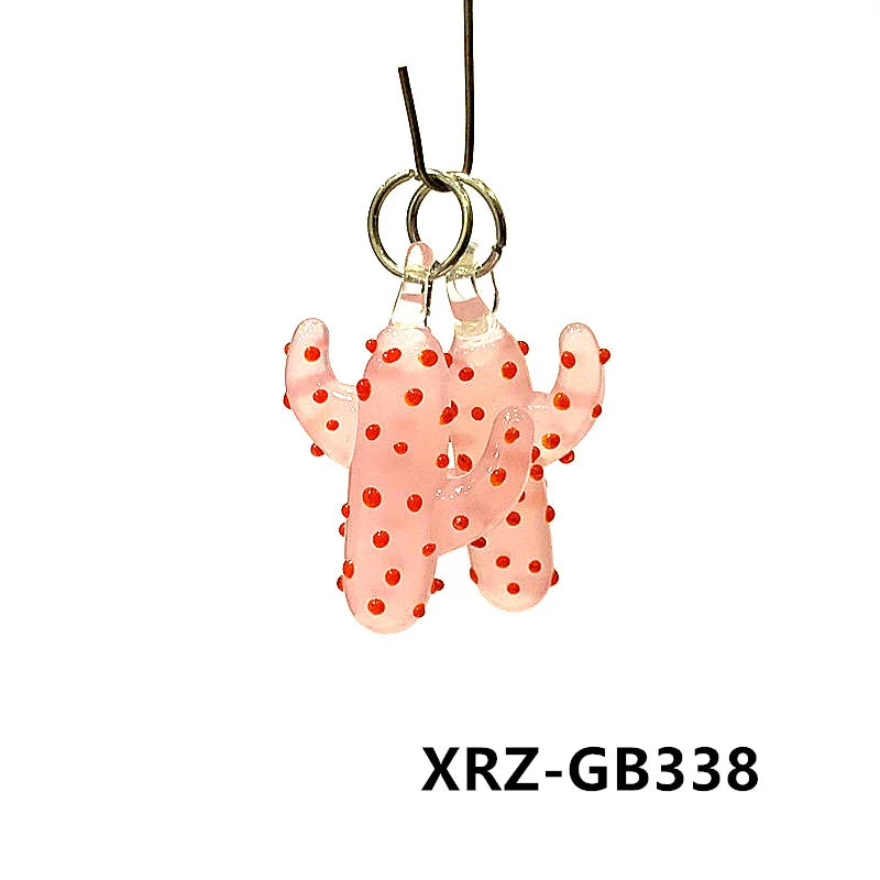 2pcs Creative Cute Cactus Glass Charms Miniature Plant Pendant Ornaments For DIY Fashion Jewelry Necklace Making Accessories 3cm