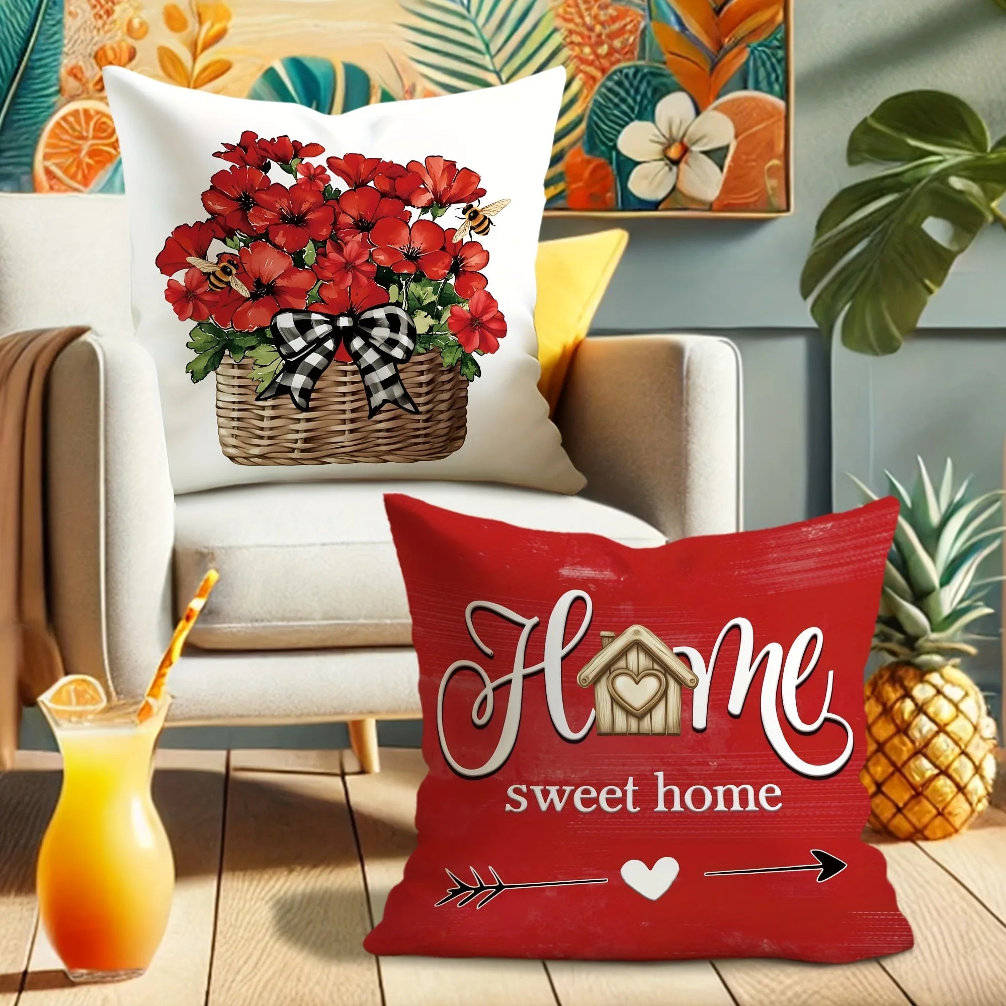 1pcs home decoration pillow cover, truck red flower sweet home design, living room sofa cushion cover, bedroom room decoration