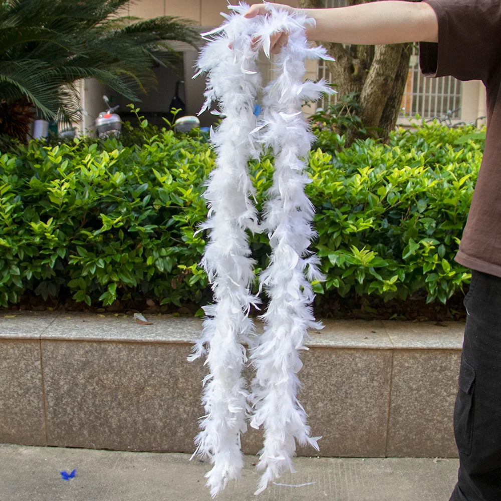 2Yard White Marabou Turkey Feather Boa 38-90g Plumes Shawl Crafts Dress Sewing Accessories Wedding Party Carnival Chrismas Decor