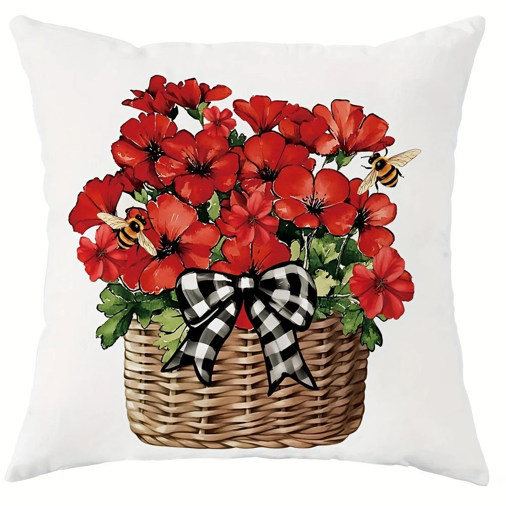 1pcs home decoration pillow cover, truck red flower sweet home design, living room sofa cushion cover, bedroom room decoration